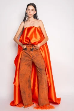 ORANGE DENIM BOYFRIEND TROUSERS