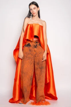 ORANGE DENIM BOYFRIEND TROUSERS