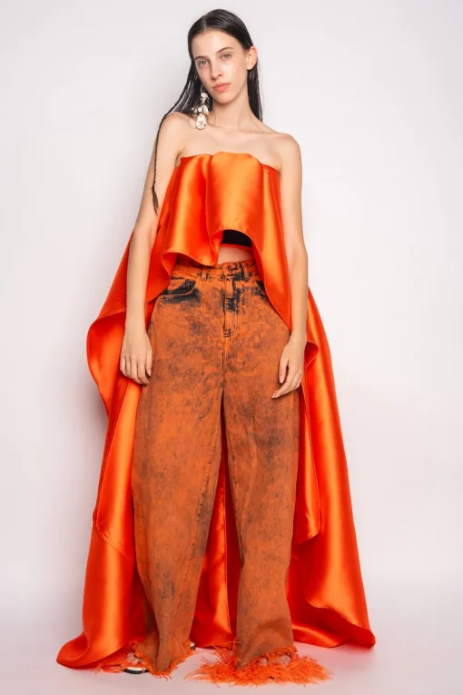 ORANGE DENIM BOYFRIEND TROUSERS
