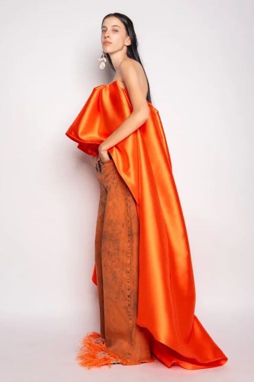 ORANGE DENIM BOYFRIEND TROUSERS