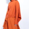 ORANGE DRAPED JUMPER IN MERINO KNIT