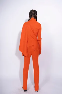 ORANGE DRAPED JUMPER IN MERINO KNIT