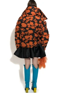 ORANGE FLORAL M'A PUFFER JACKET