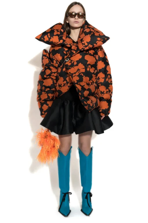 ORANGE FLORAL M'A PUFFER JACKET