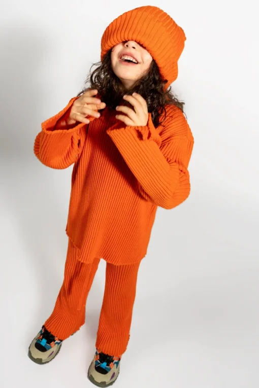 ORANGE MERINO KNIT BEANIE