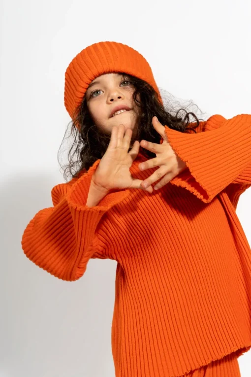 ORANGE MERINO KNIT BEANIE