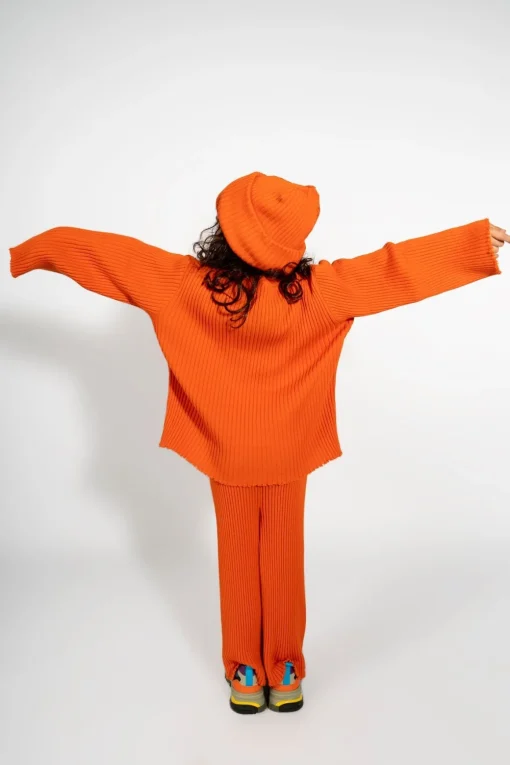 ORANGE MERINO KNIT TROUSERS