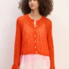 ORANGE MESH KNIT CARDIGAN