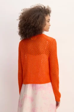 ORANGE MESH KNIT CARDIGAN