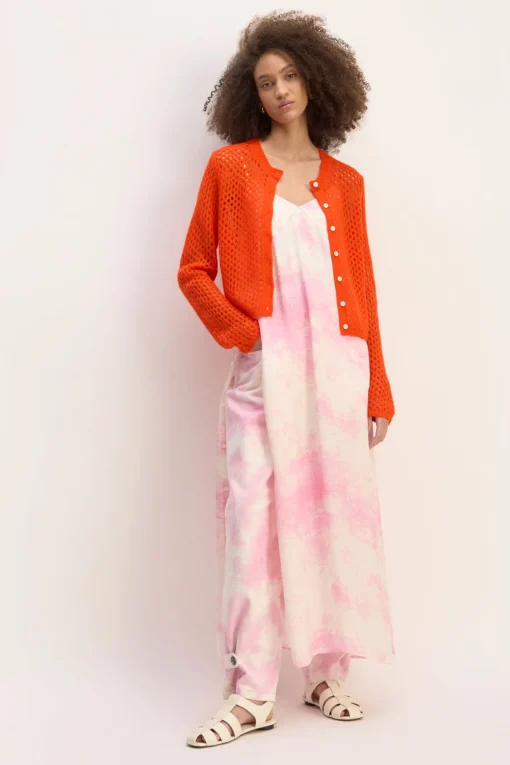 ORANGE MESH KNIT CARDIGAN