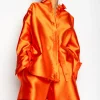 ORANGE SATIN OVERSIZED SHIRT
