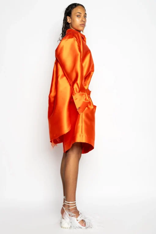 ORANGE SATIN OVERSIZED SHIRT