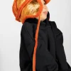 ORANGE SHINY LEATHER EAR COVER HAT