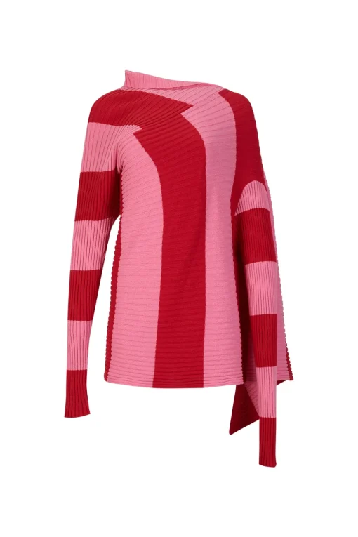 PINK AND RED DRAPED JUMPER