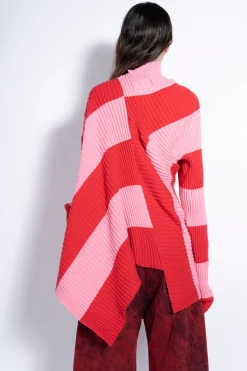 PINK AND RED DRAPED JUMPER