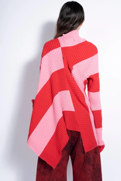 PINK AND RED DRAPED JUMPER