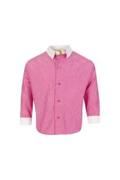 PINK AND WHITE STRIPED LOOSE SHIRT