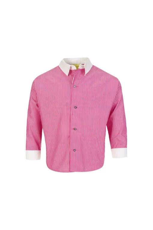 PINK AND WHITE STRIPED LOOSE SHIRT