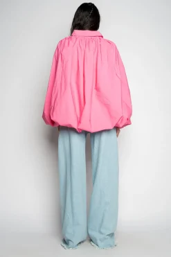 PINK BALLON SLEEVE SHIRT