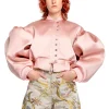 PINK BOMBER JACKET WITH PUFF SLEEVES