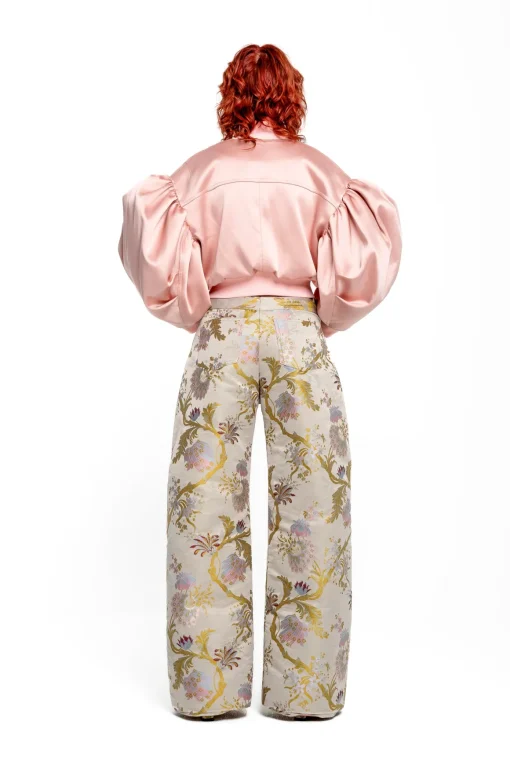 PINK BOMBER JACKET WITH PUFF SLEEVES