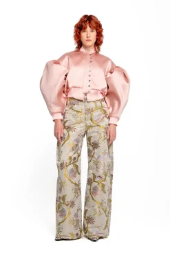 PINK BOMBER JACKET WITH PUFF SLEEVES