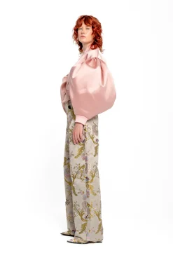 PINK BOMBER JACKET WITH PUFF SLEEVES