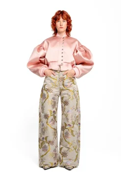 PINK BOMBER JACKET WITH PUFF SLEEVES