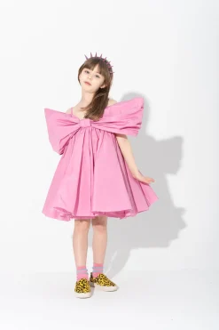 PINK BOW TAFFETA DRESS