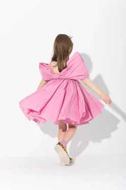 PINK BOW TAFFETA DRESS