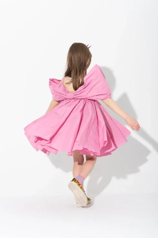 PINK BOW TAFFETA DRESS