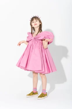 PINK BOW TAFFETA DRESS