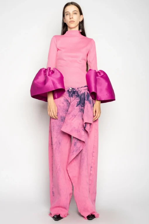 PINK BOYFRIEND TROUSERS WITH BIG BOW