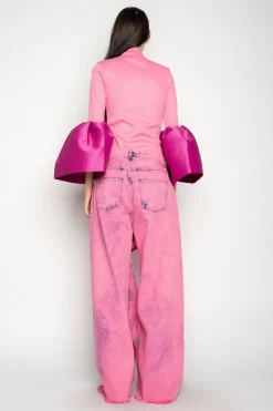 PINK BOYFRIEND TROUSERS WITH BIG BOW