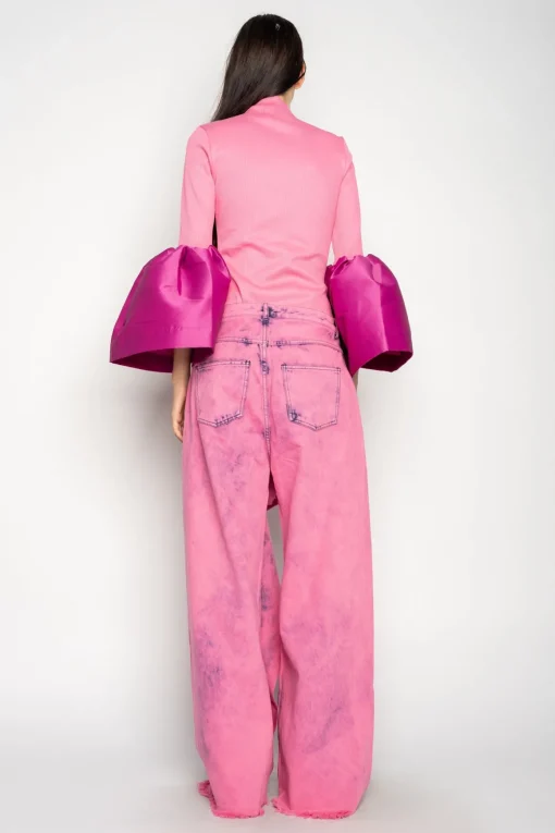 PINK BOYFRIEND TROUSERS WITH BIG BOW