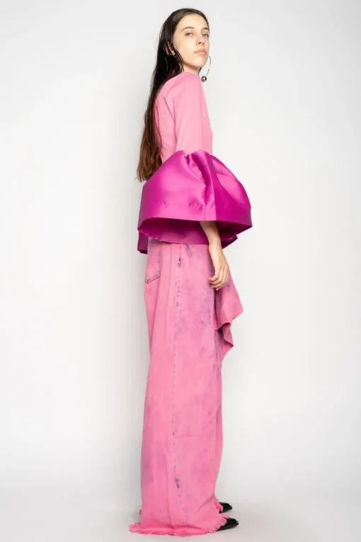 PINK BOYFRIEND TROUSERS WITH BIG BOW