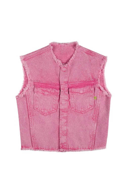 PINK COLLARLESS VEST