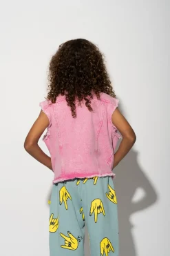 PINK COLLARLESS VEST