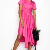 PINK CROSS WAIST DRAPE T-SHIRT DRESS