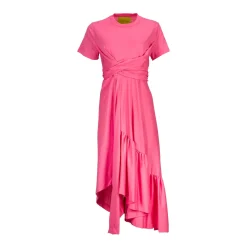 PINK CROSS WAIST DRAPE T-SHIRT DRESS