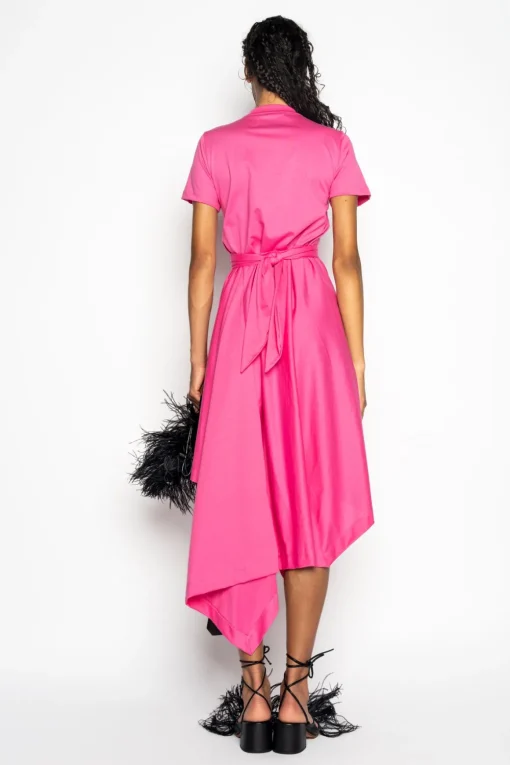 PINK CROSS WAIST DRAPE T-SHIRT DRESS