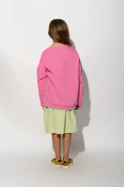 PINK DAISY PRINT SWEATSHIRT