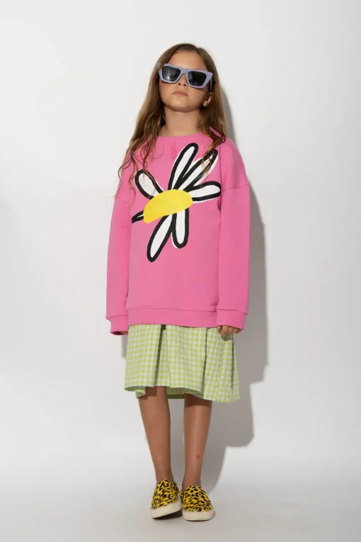 PINK DAISY PRINT SWEATSHIRT