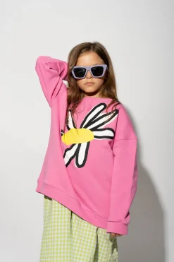PINK DAISY PRINT SWEATSHIRT