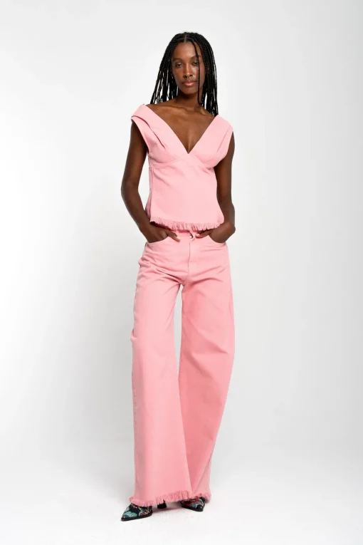 PINK DRILL BOYFRIEND TROUSERS
