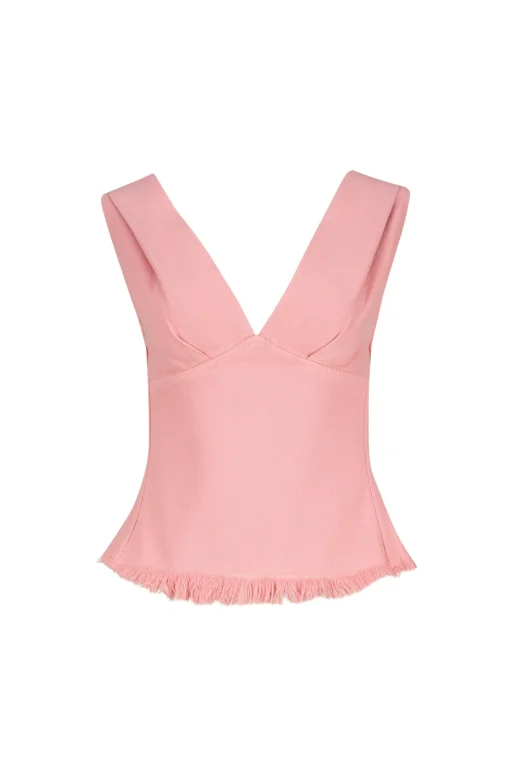 PINK DRILL FITTED OFF SHOULDER TOP