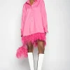 PINK FEATHER SHIRT DRESS