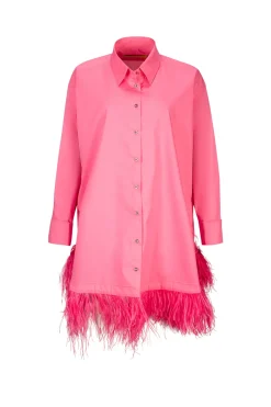 PINK FEATHER SHIRT DRESS