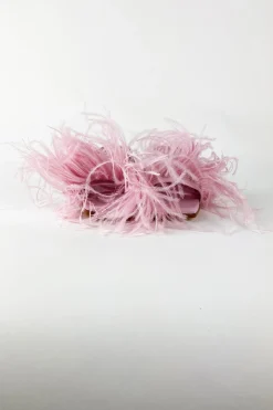 PINK FEATHER STRAPPY SANDAL