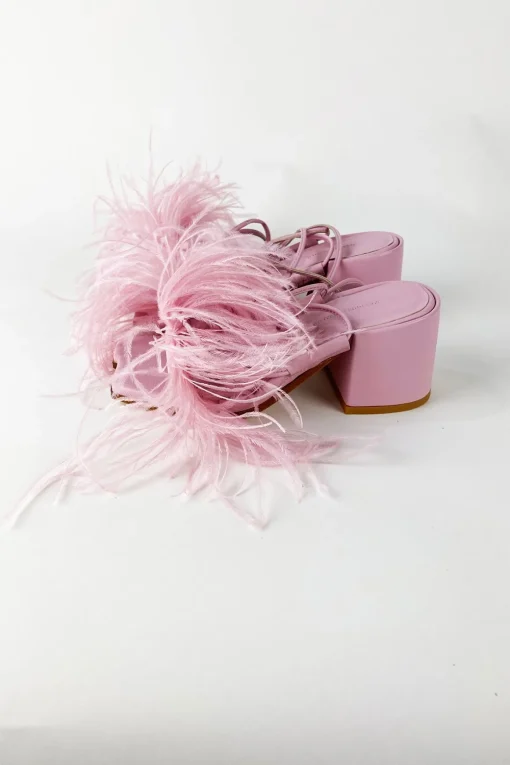PINK FEATHER STRAPPY SANDAL